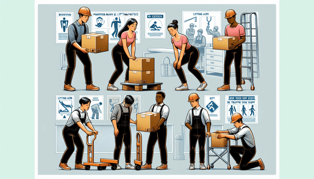 An illustration demonstrating safe manual handling techniques.