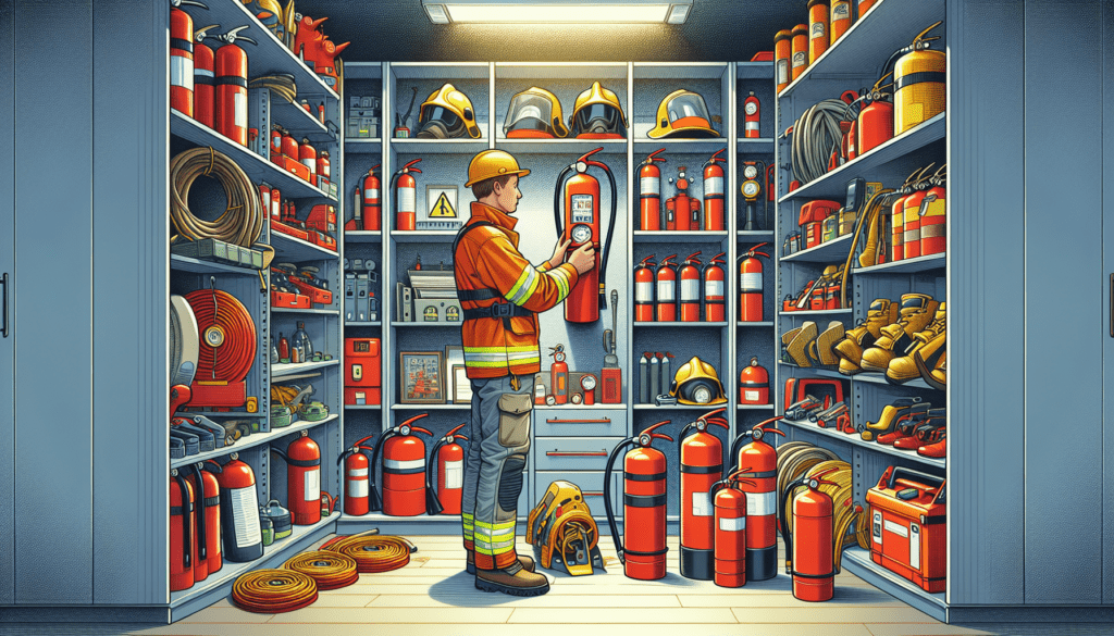 An illustration of maintaining fire safety equipment.