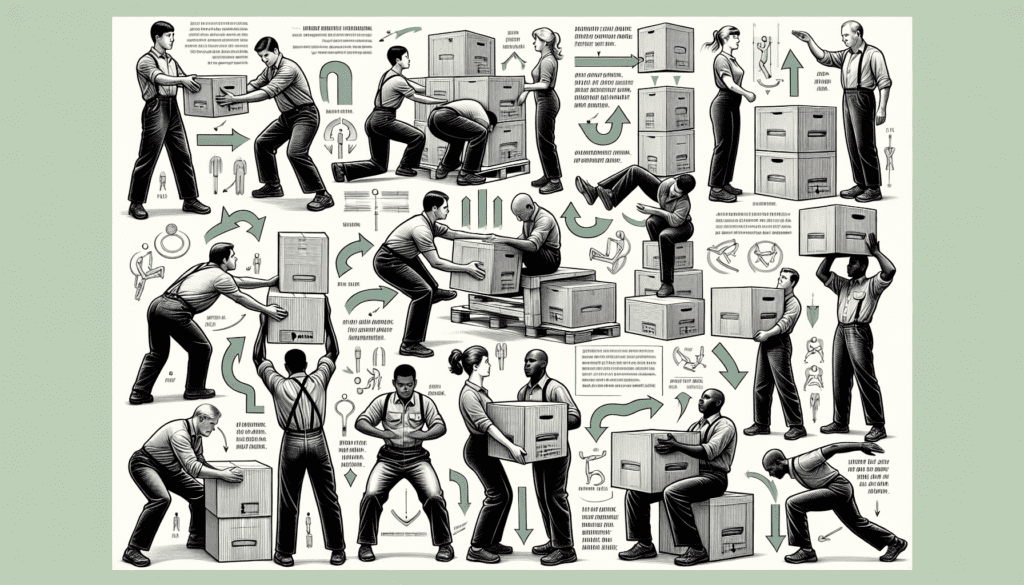 An illustration showing techniques for safe moving and handling.