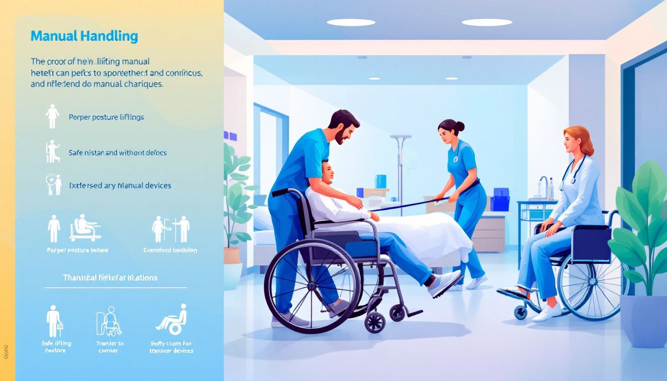 An illustration depicting manual handling in care settings.